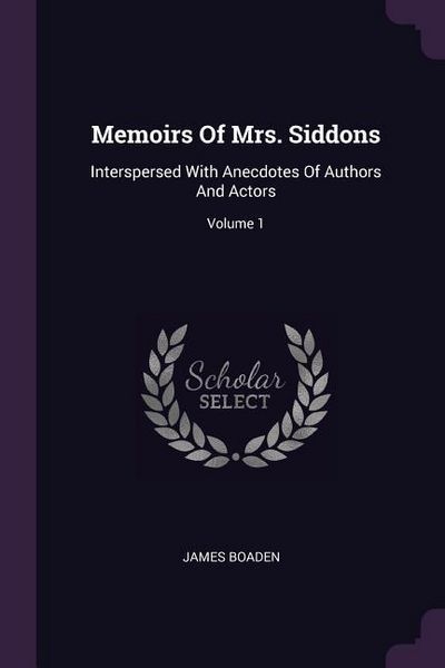 Produktbild: Memoirs Of Mrs. Siddons