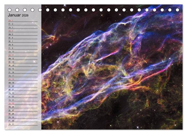 Produktbild: Der Weltraum. Spektakul&auml;re Gasnebel und Galaxien (Tischkalender 2026 DIN A5 quer), CALVENDO Monatskalender