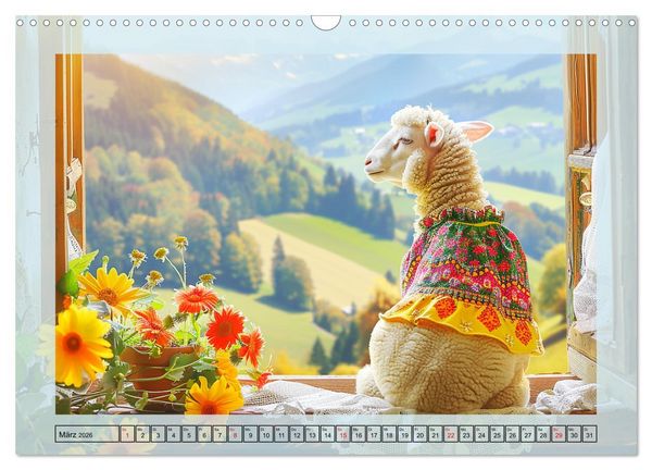 Produktbild: Bunter Schafschick. Flauschige Trendsetter zum verlieben (Wandkalender 2026 DIN A3 quer), CALVENDO Monatskalender