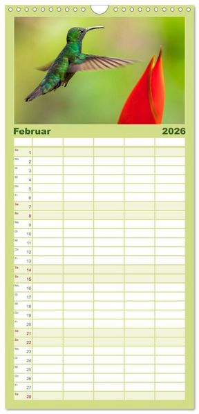Produktbild: Familienplaner 2026 - Zauberhafte Kolibris in Costa Rica mit 5 Spalten (Wandkalender, 21 x 45 cm) CALVENDO