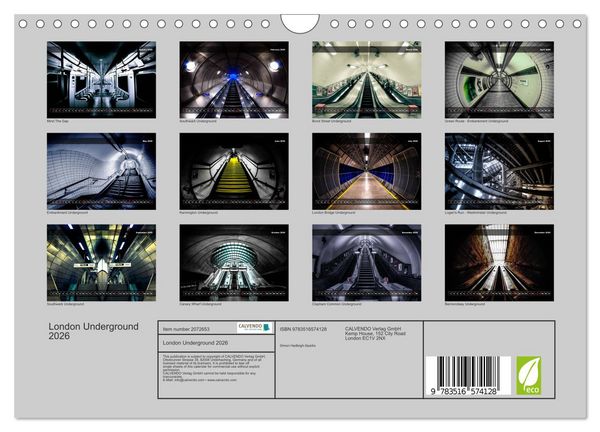 Produktbild: London Underground 2026 (Wall Calendar 2026 DIN A4 landscape), CALVENDO 12 Month Wall Calendar