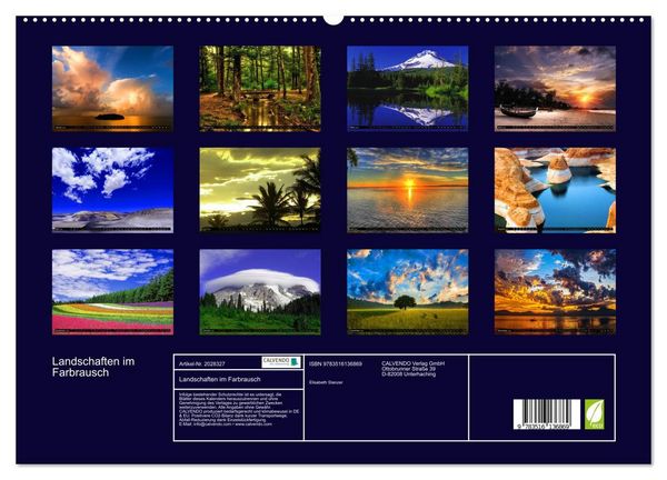 Produktbild: Landschaften im Farbrausch (hochwertiger Premium Wandkalender 2026 DIN A2 quer), Kunstdruck in Hochglanz