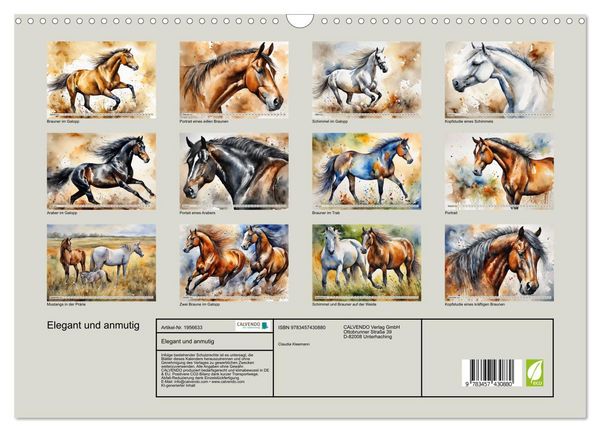 Produktbild: Elegant und anmutig (Wandkalender 2026 DIN A3 quer), CALVENDO Monatskalender
