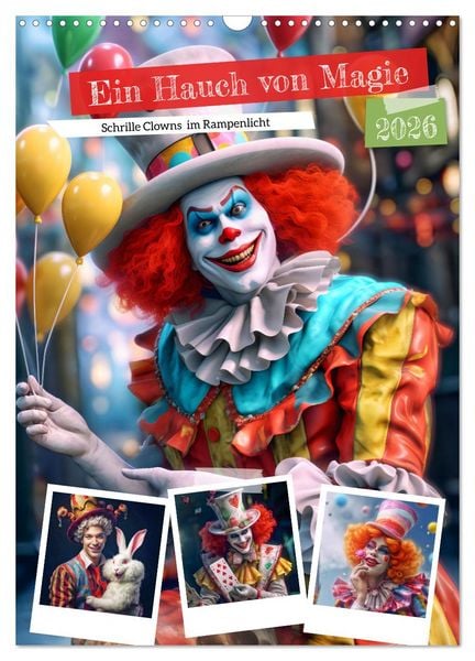 Ein Hauch von Magie - Schrille Clowns im Rampenlicht (Wandkalender 2026 DIN A3 hoch), CALVENDO Monatskalender