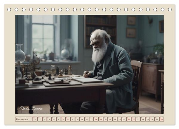 Produktbild: KI portr&auml;tiert Geschichte (Tischkalender 2026 DIN A5 quer), CALVENDO Monatskalender