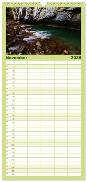 Produktbild: Familienplaner 2026 - Naturschauspiel Zillertaler Wasser mit 5 Spalten (Wandkalender, 21 x 45 cm) CALVENDO