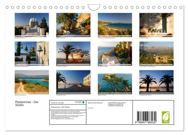 Produktbild: Peloponnes - Der S&uuml;den (Wandkalender 2026 DIN A4 quer), CALVENDO Monatskalender