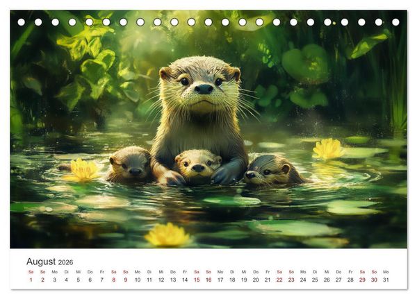 Produktbild: W&auml;chter des Flusses - Ein Jahr mit Fischottern (Tischkalender 2026 DIN A5 quer), CALVENDO Monatskalender