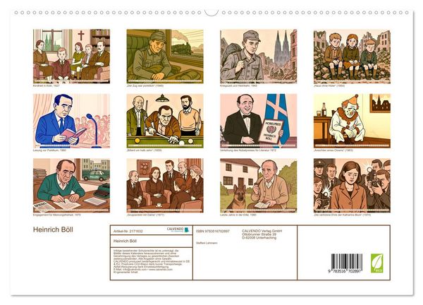 Produktbild: Heinrich B&ouml;ll (hochwertiger Premium Wandkalender 2026 DIN A2 quer), Kunstdruck in Hochglanz