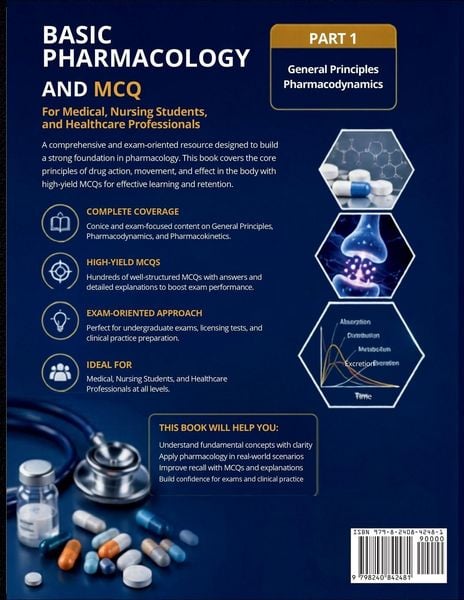Produktbild: Basic Pharmacology Part 1( general principles - Pharmacodynamics - Pharmacokinetics) MCQs