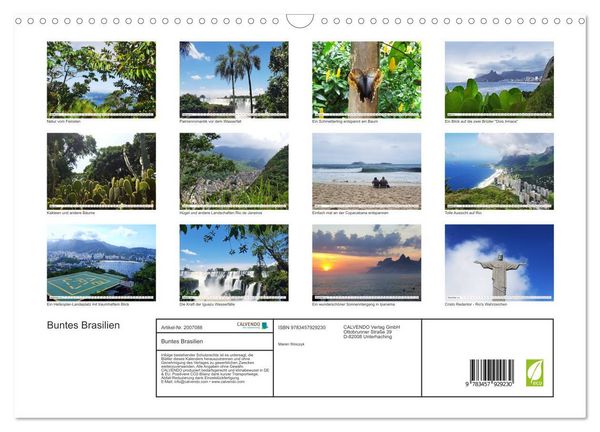 Produktbild: Buntes Brasilien (Wandkalender 2026 DIN A3 quer), CALVENDO Monatskalender