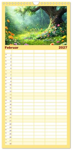 Produktbild: Familienplaner 2027 - Willkommen im Wunderwald. Zauberhafte Abenteuer mit tierischen Freunden mit 5 Spalten (Wandkalender, 21 x 45 cm) CALVENDO