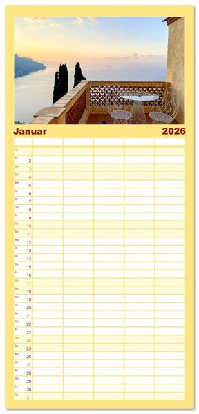 Produktbild: Familienplaner 2026 - Sehnsuchtsort Amalfik&uuml;ste mit 5 Spalten (Wandkalender, 21 x 45 cm) CALVENDO