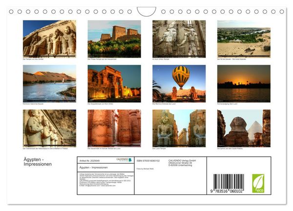 Produktbild: &Auml;gypten - Impressionen (Wandkalender 2026 DIN A4 quer), CALVENDO Monatskalender