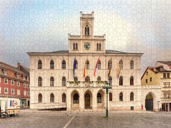 Produktbild: CALVENDO Puzzle Rathaus am Marktplatz im neugothischem Stil mit Glockenturm. | 1000 Teile Lege-Gr&ouml;&szlig;e 64x48cm Foto-Puzzle f&uuml;r gl&uuml;ckliche Stunden