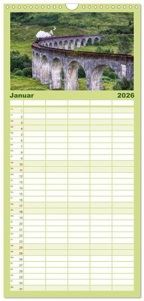 Produktbild: Familienplaner 2026 - Schottland im Licht mit 5 Spalten (Wandkalender, 21 x 45 cm) CALVENDO