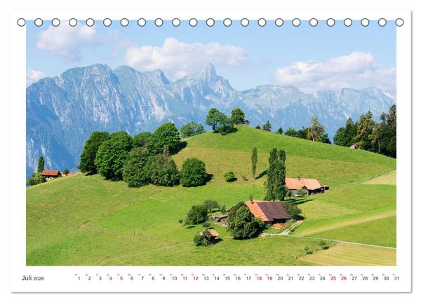 Produktbild: Unterwegs in der Schweiz: Wandern zu m&auml;rchenhaften Bergen und Seen (Tischkalender 2026 DIN A5 quer), CALVENDO Monatskalender