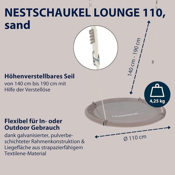Produktbild: HUDORA 72212 - Nestschaukel Lounge 110 cm, sand