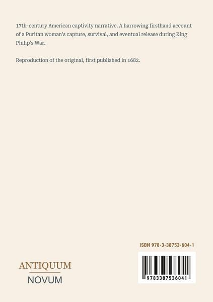 Produktbild: Narrative of the Captivity and Restoration of Mrs. Mary Rowlandson