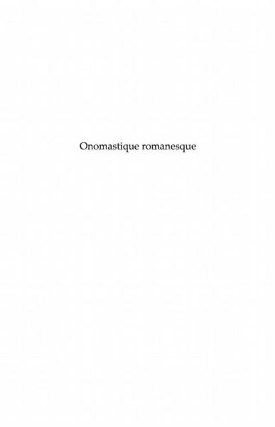 Produktbild: Onomastique romanesque