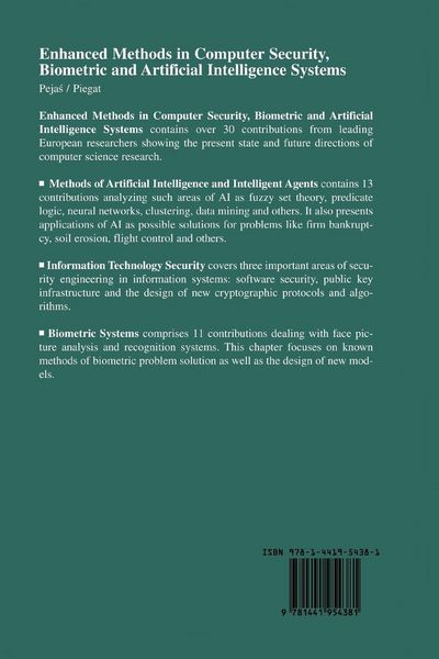 Produktbild: Enhanced Methods in Computer Security, Biometric and Artificial Intelligence Systems