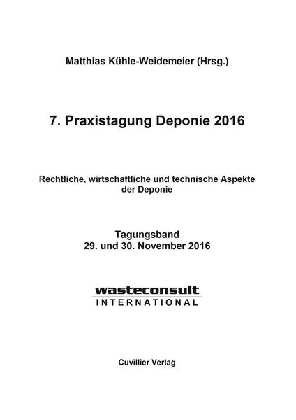 Produktbild: 7. Praxistagung Deponie 2016