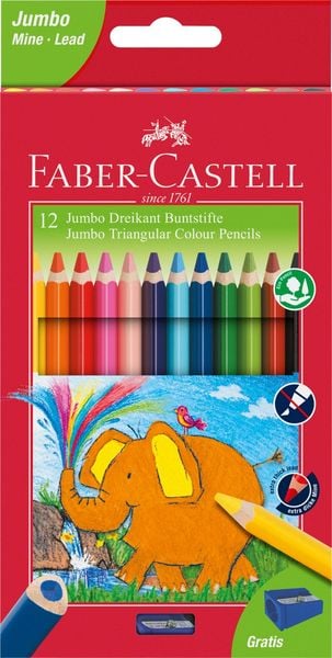Faber-Castell Buntstifte Jumbo Dreikant 12er Set