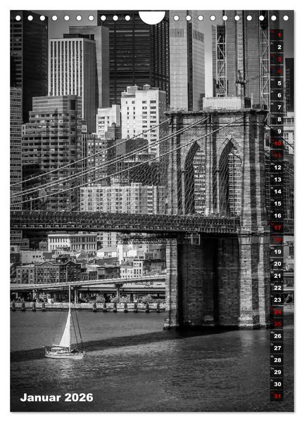Produktbild: NEW YORK CITY Monochrome Stadtansichten (Wandkalender 2026 DIN A4 hoch), CALVENDO Monatskalender