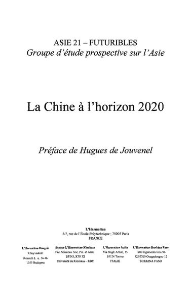 Produktbild: Chine a l'horizon 2020 la
