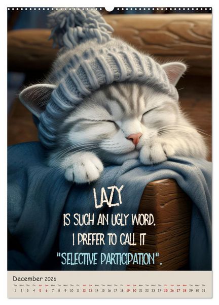 Produktbild: LUNATIC CATS Enjoy hilarious and wacky sayings (Wall Calendar 2026 DIN A2 portrait), CALVENDO 12 Month Wall Calendar