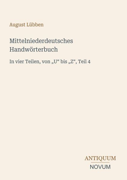 Produktbild: Mittelniederdeutsches Handw&ouml;rterbuch