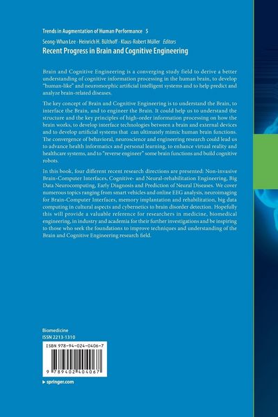 Produktbild: Recent Progress in Brain and Cognitive Engineering