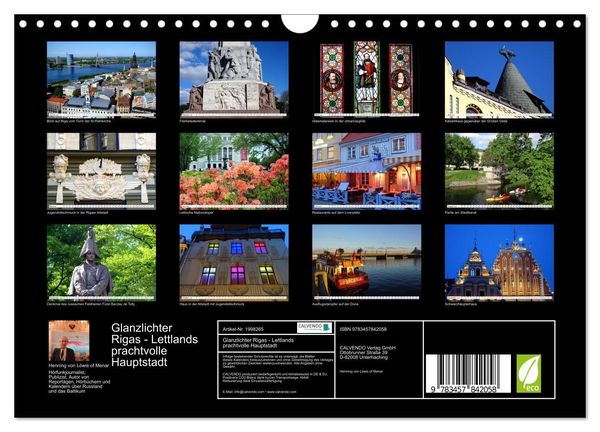 Produktbild: Glanzlichter Rigas - Lettlands prachtvolle Hauptstadt (Wandkalender 2026 DIN A4 quer), CALVENDO Monatskalender