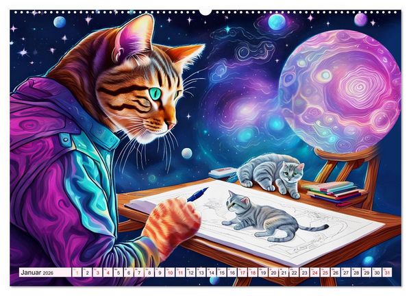 Produktbild: Katzen Schnurrige K&uuml;nstler (hochwertiger Premium Wandkalender 2026 DIN A2 quer), Kunstdruck in Hochglanz