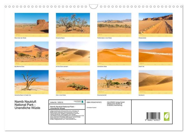 Produktbild: Namib Naukluft National Park - Unendliche W&uuml;ste (Wandkalender 2026 DIN A3 quer), CALVENDO Monatskalender