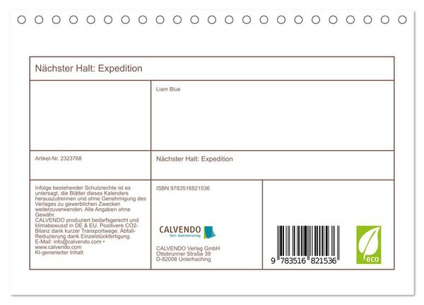 Produktbild: N&auml;chster Halt: Expedition (Tischkalender 2027 DIN A5 quer), CALVENDO Monatskalender