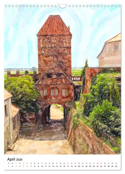 Produktbild: Tangerm&uuml;nde - Illustrationen der Stadt an der Elbe (Wandkalender 2026 DIN A3 hoch), CALVENDO Monatskalender