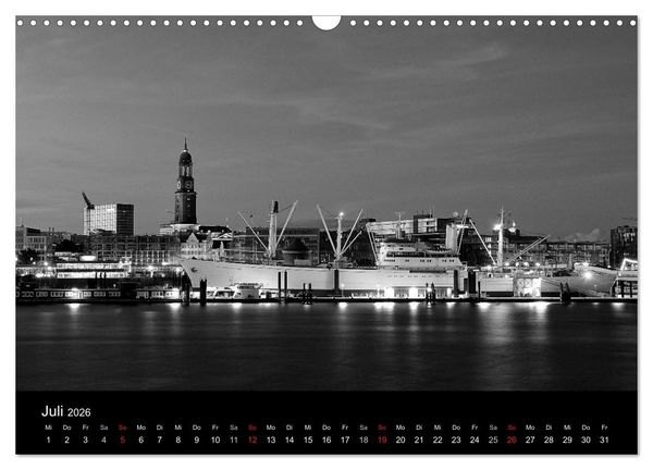 Produktbild: Hamburg monochrome Impressionen (Wandkalender 2026 DIN A3 quer), CALVENDO Monatskalender