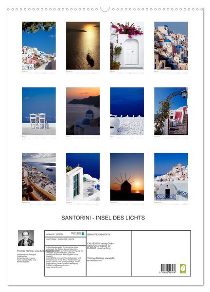 Produktbild: SANTORINI - INSEL DES LICHTS (Wandkalender 2026 DIN A2 hoch), CALVENDO Monatskalender