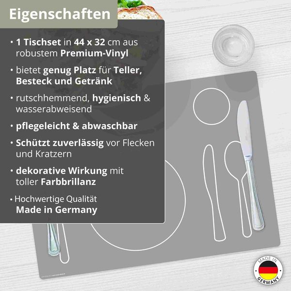 Produktbild: Tischsetmacher Tischset f&uuml;r Kinder Montessori Lerntischset in grau, aus hochwertigem Vinyl , 44 x 32 cm