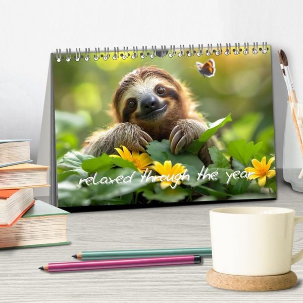 Produktbild: sweet sloths - relaxed throughout the year (Desk Calendar 2026 DIN A5 landscape), CALVENDO 12 Month DeskCalendar