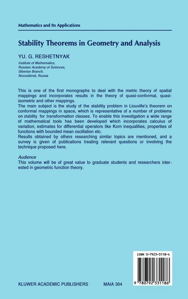Produktbild: Stability Theorems in Geometry and Analysis