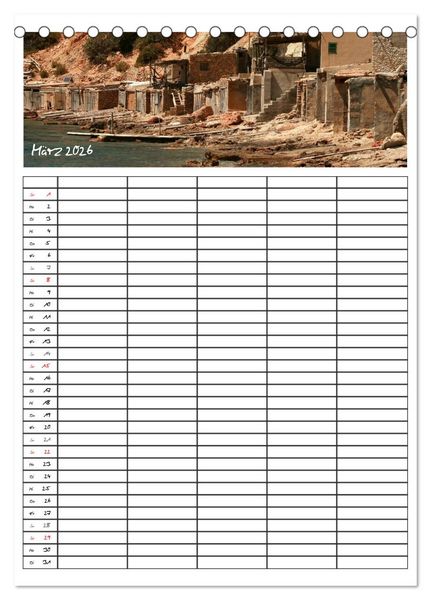 Produktbild: Ibiza / Familienplaner (Tischkalender 2026 DIN A5 hoch), CALVENDO Monatskalender