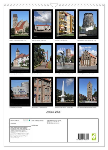 Produktbild: Anklam 2026 (Wandkalender 2026 DIN A3 hoch), CALVENDO Monatskalender