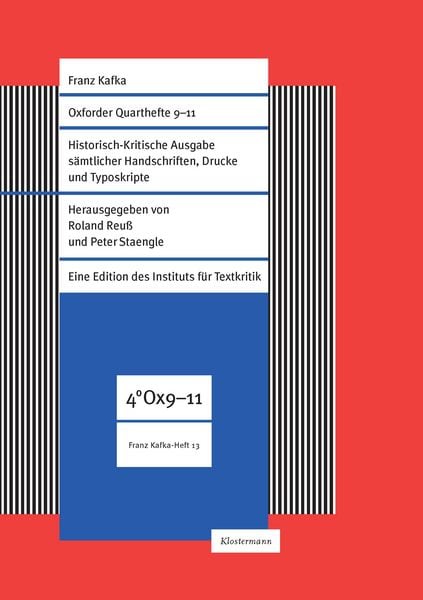 Oxforder Quarthefte 9, 10, 11 & Konvolut 1, Taschenbuch von Franz Kafka, Klostermann, Vittorio, 978-3-465-04733-9