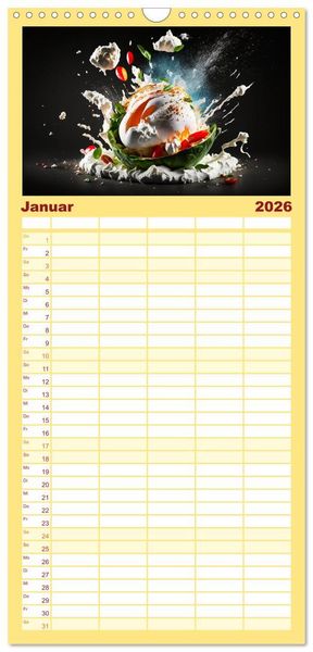 Produktbild: Familienplaner 2026 - Italienische Gerichte mit 5 Spalten (Wandkalender, 21 x 45 cm) CALVENDO