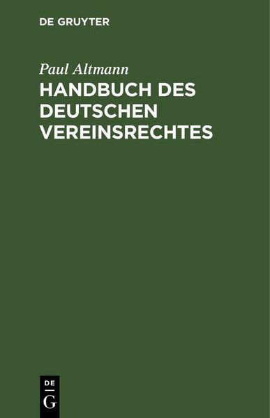 Produktbild: Handbuch des deutschen Vereinsrechtes