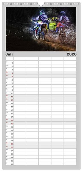 Produktbild: Familienplaner 2026 - Seitenwagen Motocross mit 5 Spalten (Wandkalender, 21 x 45 cm) CALVENDO