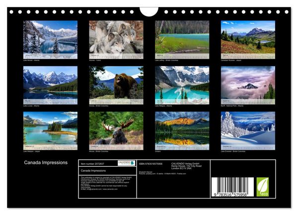 Produktbild: Canada Impressions (Wall Calendar 2026 DIN A4 landscape), CALVENDO 12 Month Wall Calendar