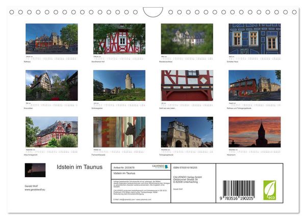 Produktbild: Idstein im Taunus (Wandkalender 2026 DIN A4 quer), CALVENDO Monatskalender